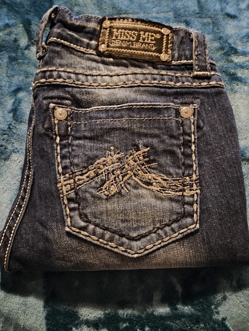 Miss Me Dark Blue Boyfriend Capri with Embroidered Back Pockets